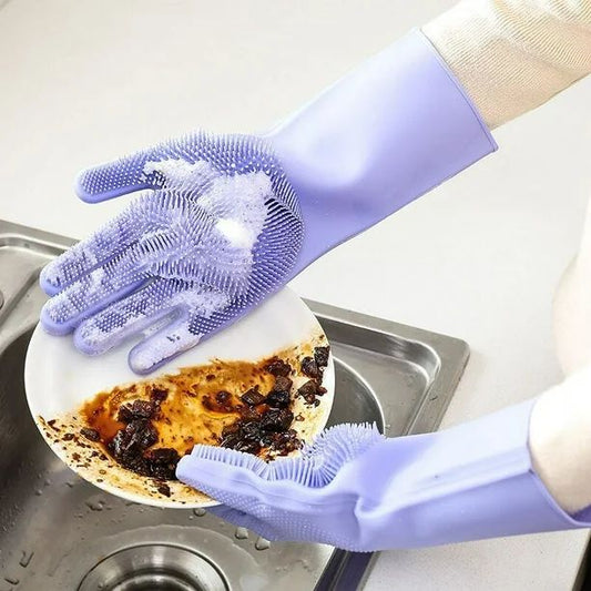 Guantes de silicona multiuso | Lavar mascotas y lavar loza fácil