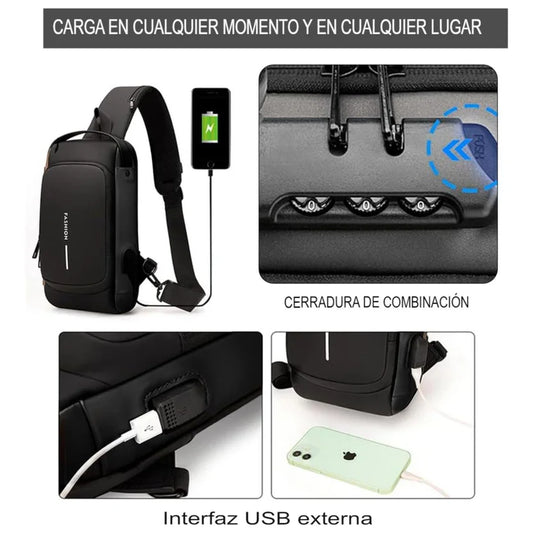 Morral Antirrobo Impermeable con Puerto USB