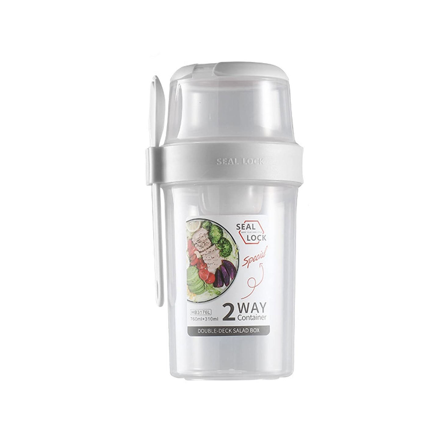 Taza de Yogur Reutilizable con Compartimento para Cereal y Tenedor