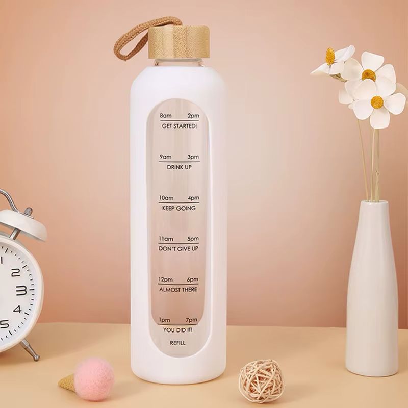 Termo de vidrio con goma protectora | Botella reutilizable elegante