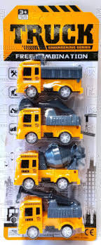 set de carros de maquinaria amarilla *4